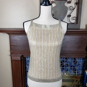 Ann Taylor Petites Gold Beaded Tank NWT
